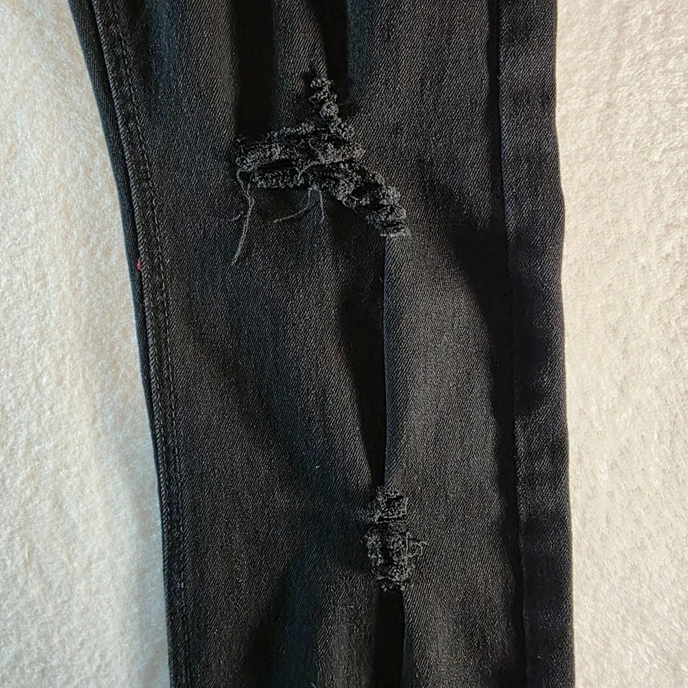 Smoke & Ash Mens Slim‎ Distressed Black Denim Jeans 29x30 Ripped Streetwear